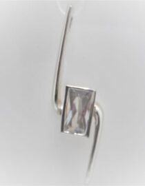 Rhodium plated 925 sterling silver pendant set with one white cubic zirconia Approx size  48mm x 14.5mm