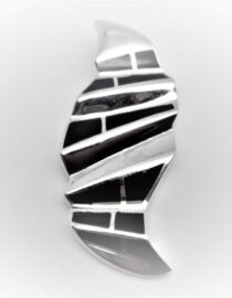 Rhodium plated 925 sterling silver pendant with black enamel  36 X 15.5 MM