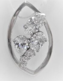 Rhodium plated 925 sterling silver pendant set with cubic zirconia Approx size  28.5mm x 16.5mm
