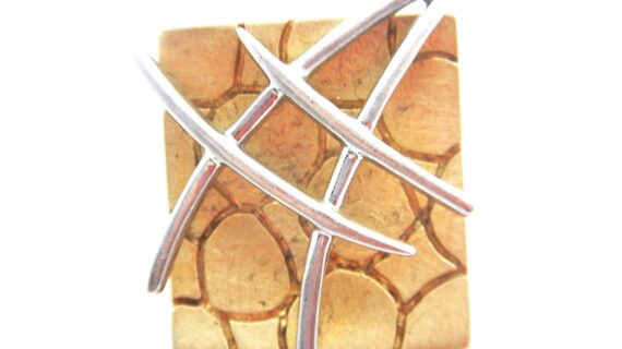 Rhodium & gold plated 925 sterling silver pendant Approx size  29mm x 29mm