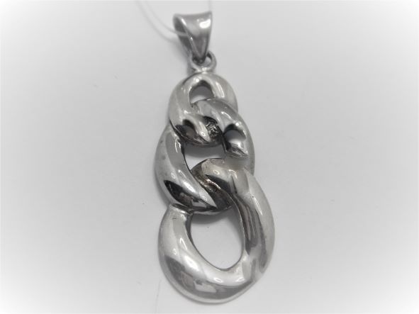 Black & white Rhodium plated 925 sterling silver chain look pendant  Approx size  50.5mm x 17mm