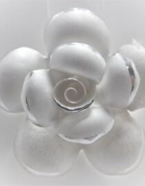 925 Sterling silver rose pendant with white finish Approx size  53.5mm diam