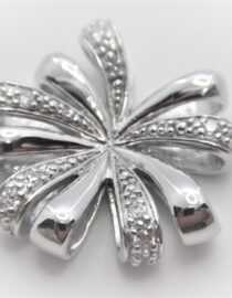 Rhodium plated 925 sterling silver pendant set with CZ  DIAM 22.1 MM