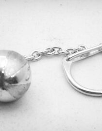 925 Sterling silver key chain with 925 sterling silver harmony ball with basket ball pattern Approx size 23.5mm diam