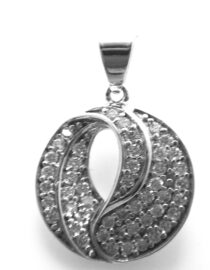 Rhodium plated 925 sterling silver pendant set with white cubic zirconia Approx size  18.5mm diam