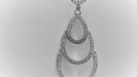 Rhodium plated 925 sterling silver pendant with white cubic zirconia Approx size 52mm x 22mm