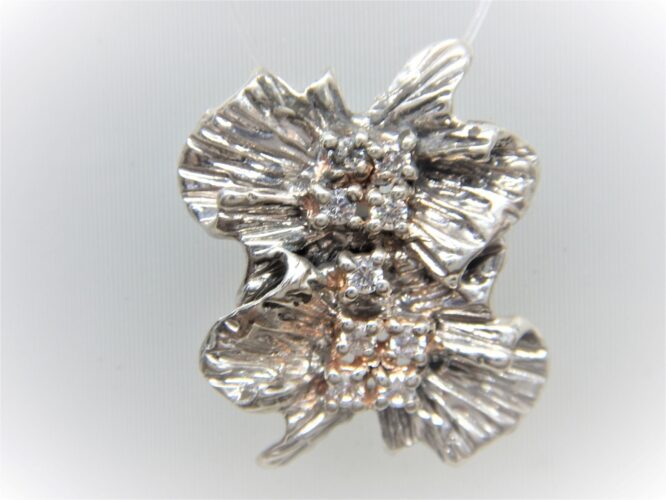 Rhodium plated 925 handmade sterling silver pendant with gold plating set with CZ  25 X 20 MM