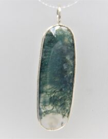 925 Sterling silver pendant set with natural moss agate  37 MM X 11.7 MM