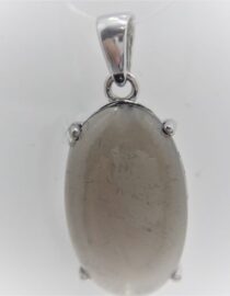 Rhodium plated 925 sterling silver oval pendant with natural smoky quartz Approx size  22mm x 14mm