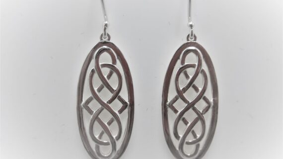 Rhodium plated 925 sterling silver earrings   43 X 13 MM