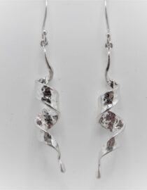 925 Rhodium plated sterling silver earrings with spiral design 46 X 8.2MM
