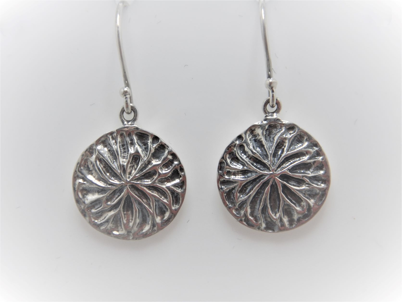 RHODIUM PLATED 925 STERLING SILVER EARRINGS  DIAM 15 MM