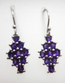 Rhodium plated 925 sterling silver earrings set with natural Amethyst  22.6 X 11.25MM