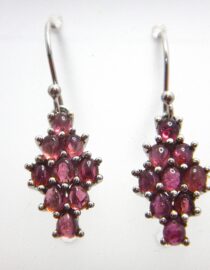 Rhodium plated 925 sterling silver earrings set with natural Pink Tourmaline 22.6 X 11.25 MM