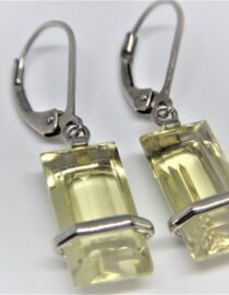 Natural Lemon quartz earrings set in Rhodium plated 925 sterling silver Approx Size :  16MM X 8MM