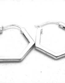 Rhodium plated 925 sterling silver hexagonal hoop earrings  Approx size  21mm diam