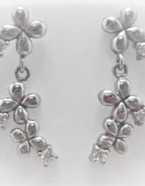 925 Sterling silver stud earrings set with white cubic zirconia Approx size  29mm long Matching pendant available