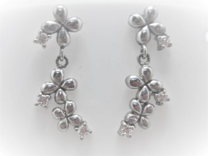 925 Sterling silver stud earrings set with white cubic zirconia Approx size  29mm long Matching pendant available