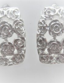 925 Sterling silver stud earrings with rose pattern Approx size  13mm x 22mm