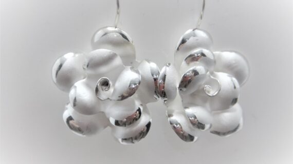 925 Sterling silver rose earrings  DIAM 24 MM