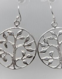 Rhodium plated 925 sterling silver tree of life earrings   DIAM  22.25 MM