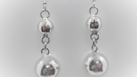 925 Sterling silver euro balls earrings  40.7 X 10 MM