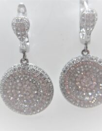 Rhodium plated 925 sterling silver earring with pave set cubic zirconia Approx size  32mm long Matching pendant available