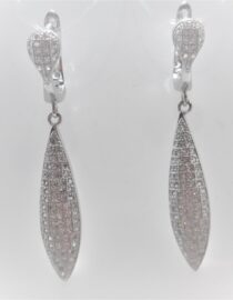 Rhodium plated 925 sterling silver earrings with pave set cubic zirconia Approx size  43mm long Matching pendant available