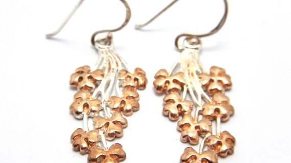 Rhodium & Rose gold plated 925 sterling silver earrings Approx size  42mm long