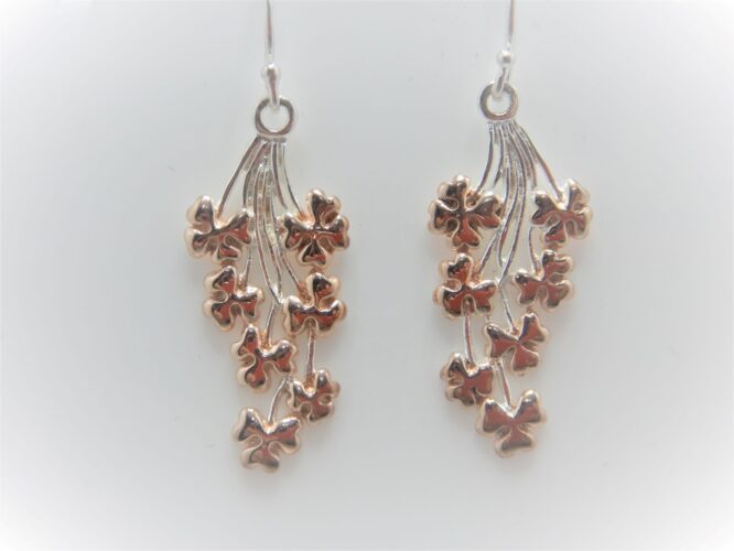 Rhodium & Rose gold plated 925 sterling silver earrings Approx size  42mm long