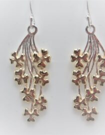 Rhodium plated 925 sterling silver earrings with yellow gold plating   40 X 13 MM