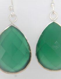 925 Sterling silver earrings set with natural green quartz   26.15 X 16 MM