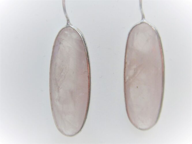 925 Sterling silver earrings with natural rose quartz Approx size  38mm long Matching pendant available