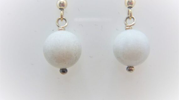 925 Sterling silver earrings with natural white agate Approx size  32mm long