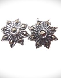 925 Sterling silver stud earrings set with Marcasite Approx size  12mm diam