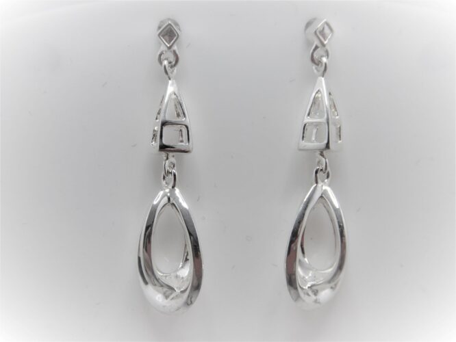 Rhodium plated 925 sterling silver earrings   38 X 13.5 MM
