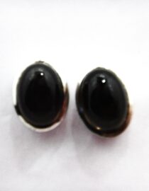 Rhodium plated 925 sterling silver oval studs set natural smoky quartz 11.6 X 8.8 MM
