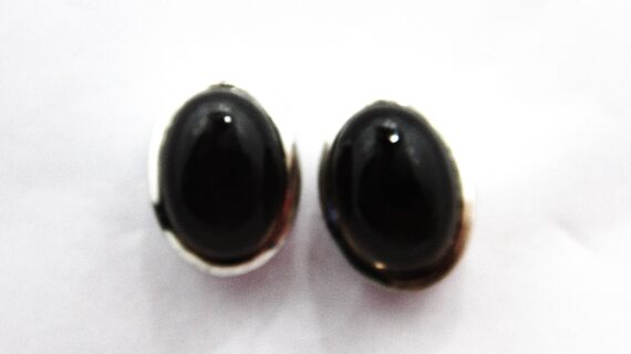 Rhodium plated 925 sterling silver oval studs set natural smoky quartz 11.6 X 8.8 MM