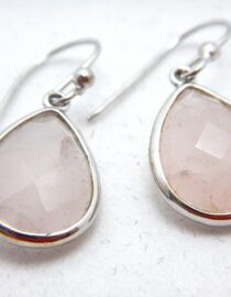 925 sterling silver earrings set with natural Rose quartz Approx size 30mm long