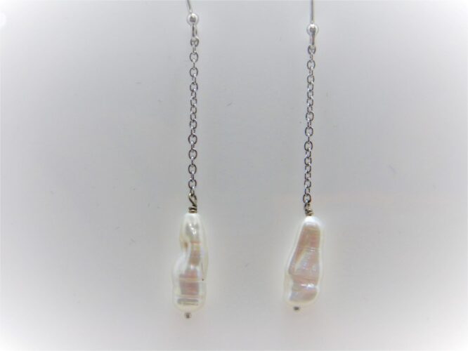 925Sterling silver earrings with natural baroque freshwater pearls Approx size  58mm long Matching bracelet & necklace available
