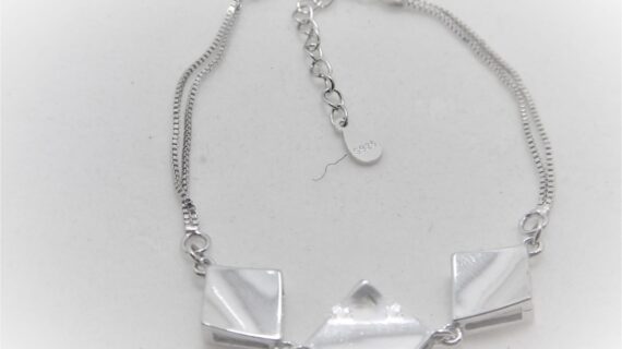 Rhodium plated 925 sterling silver bracelet with polish finish Approx size  160mm with 40mm extension