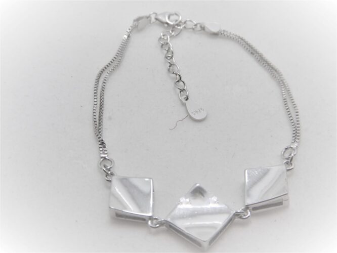 Rhodium plated 925 sterling silver bracelet with polish finish Approx size  160mm with 40mm extension