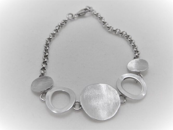 Rhodium plated 925 sterling silver bracelet with polish & mat finish  LENGTH 17.5 CM