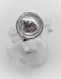 Rhodium plated 925 sterling silver ring Approx size  10.4mm diam