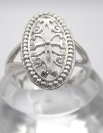 Rhodium plated 925 sterling silver ring 12.45 X20.7MM