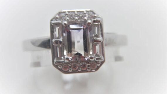 Rhodium plated 925 sterling silver ring set with natural Ametrine & Zircon 9.85 X 11.7MM