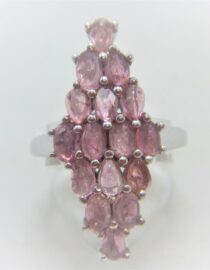 Rhodium Plated 925 sterling silver ring set with natural Pink Tourmaline 30 X 14.4MM
