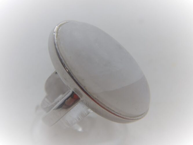 Rhodium plated 925 sterling silver ring set with natural Rainbow moonstone 23.75 X 12.4MM