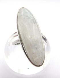 Rhodium plated 925 sterling silver ring set with natural Rainbow moonstone 37 X 13.8MM