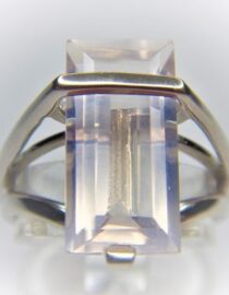 Natural pale rose quartz set in Rhodium plated 925 sterling silver Stone Approx Size : 16MM X 8MM